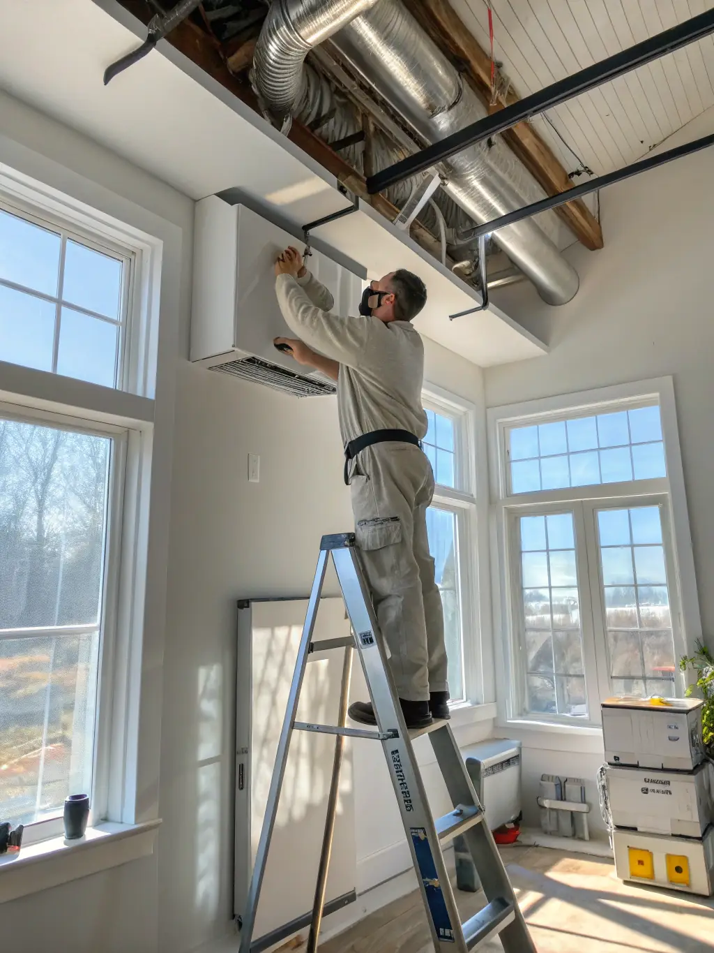 A state-of-the-art HVAC system being installed in a residential home by Prime Comfort PHC professionals.